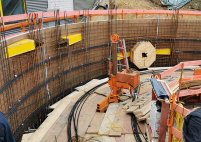 Digester with funnel and conical roof built with climbing formwork RSB Formwork Technology