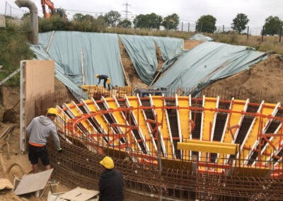 Digester with funnel and conical roof built with climbing formwork RSB Formwork Technology