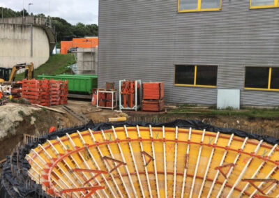 Digester with funnel and conical roof built with climbing formwork RSB Formwork Technology