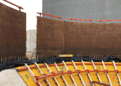 Digester with funnel and conical roof built with climbing formwork RSB Formwork Technology