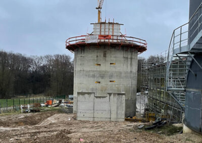 Digester with funnel and conical roof built with climbing formwork RSB Formwork Technology