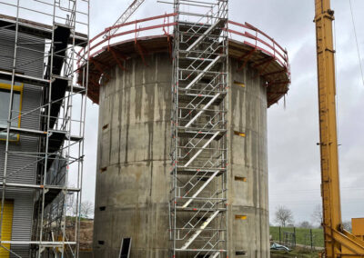 Digester with funnel and conical roof built with climbing formwork RSB Formwork Technology