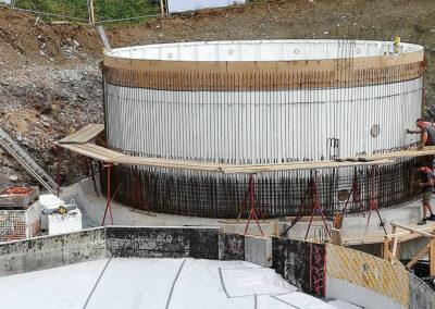 Construction of two elevated tanks with climbing formwork from RSB Formwork Technology GmbH