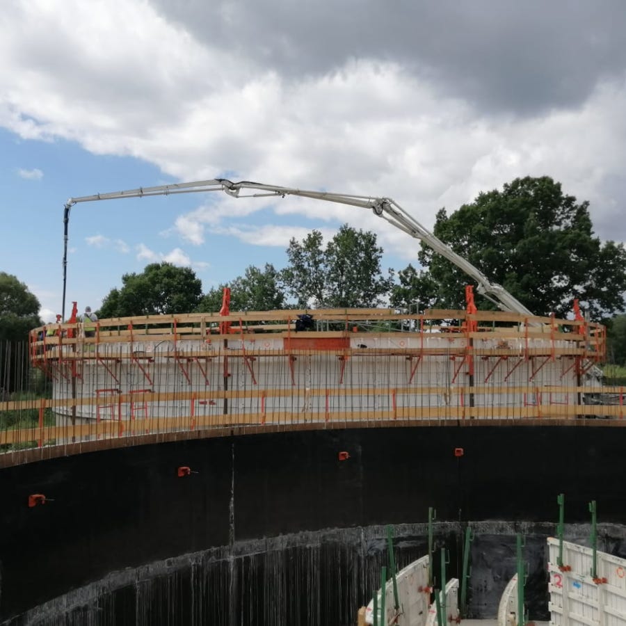 Construction of an aeration tank with the circular formwork of RSB