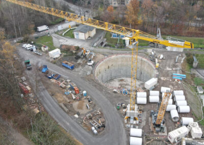 Vertikaler Ortbetonschacht für das Pumpwerk in Essen-Stoppenbergerbach geschalt mit der Kletterschalung von RSB Formwork Technology GmbH