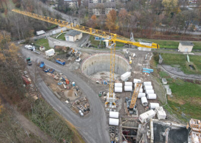 Vertikaler Ortbetonschacht für das Pumpwerk in Essen-Stoppenbergerbach geschalt mit der Kletterschalung von RSB Formwork Technology GmbH