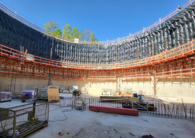 Vertikaler Ortbetonschacht für das Pumpwerk in Essen-Stoppenbergerbach geschalt mit der Kletterschalung von RSB Formwork Technology GmbH