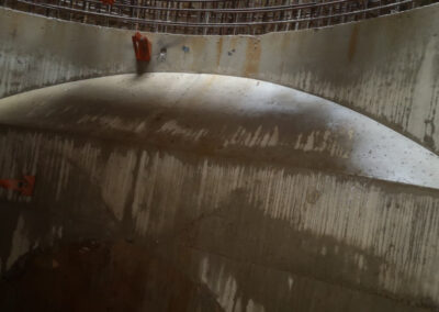 Flat area in a vertical in-situ concrete shaft with flat areas formed with climbing formwork from RSB Formwork Technology GmbH