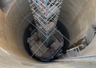 Vertical cast-in-place concrete shaft with flat sections formed with climbing formwork from RSB Formwork Technology GmbH